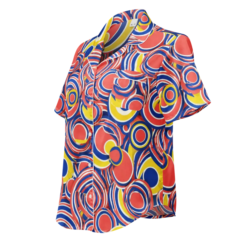 Carnival Circles on Women's Short Sleeve Pajama Top — Left Front