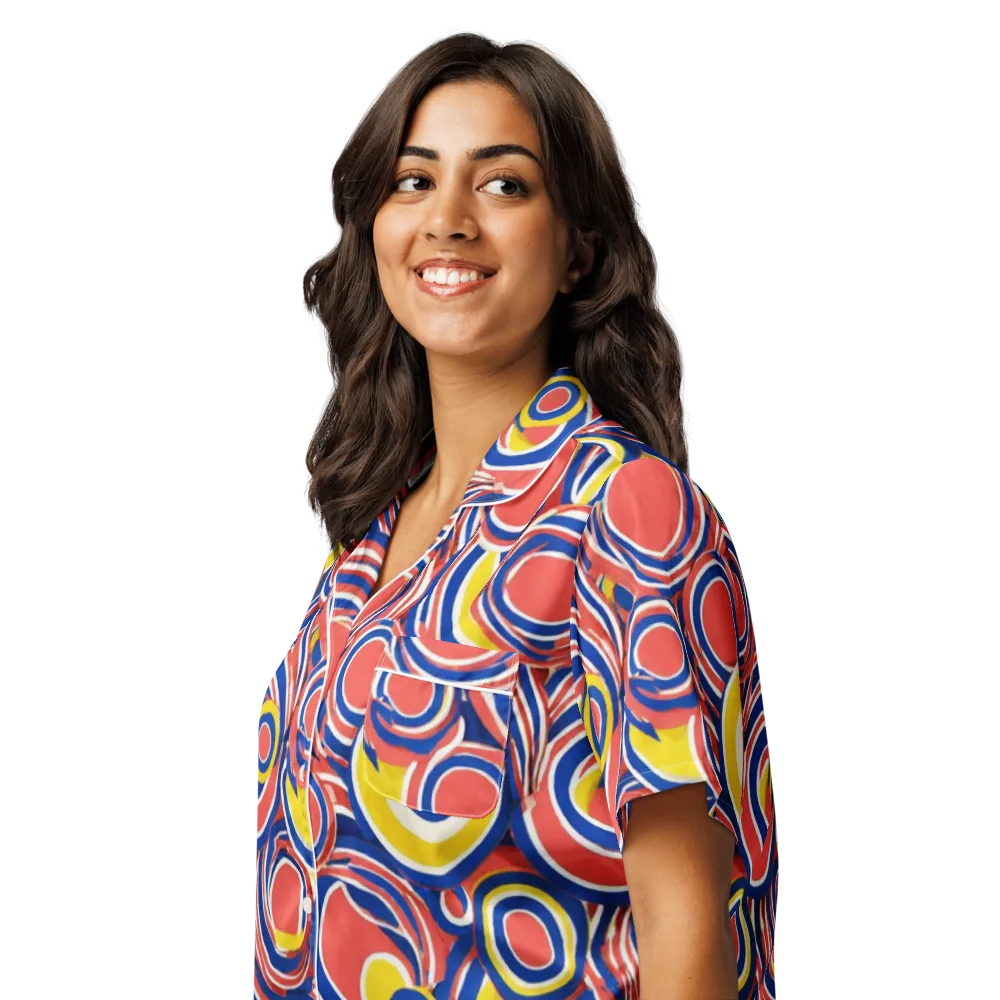 Carnival Circles on Women's Short Sleeve Pajama Top — Left Front