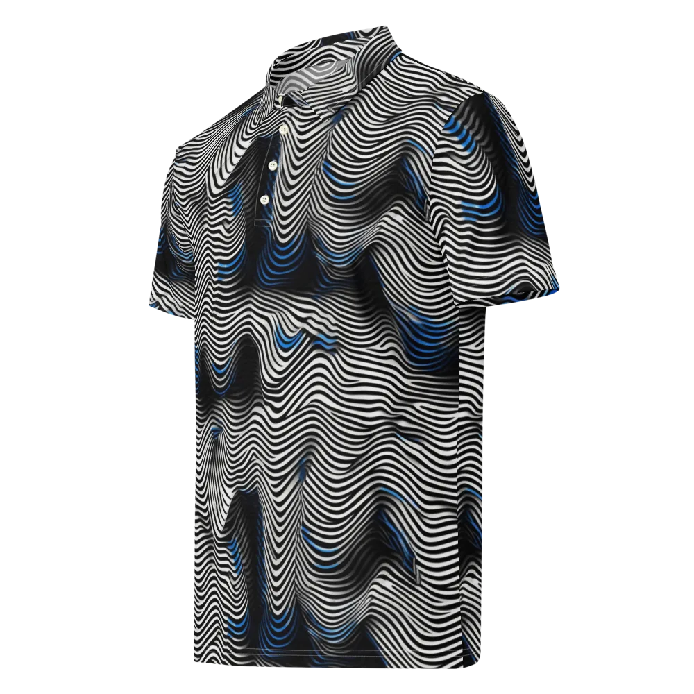 Cobalt Undulation on Men's Slim Fit Polo Shirt — Left Front