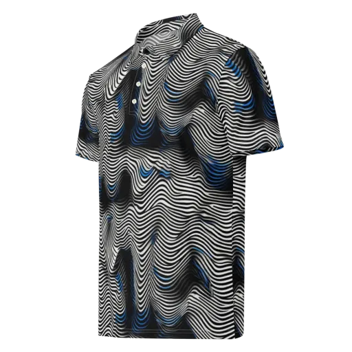 Cobalt Undulation on a Men's Slim Fit Polo Shirt