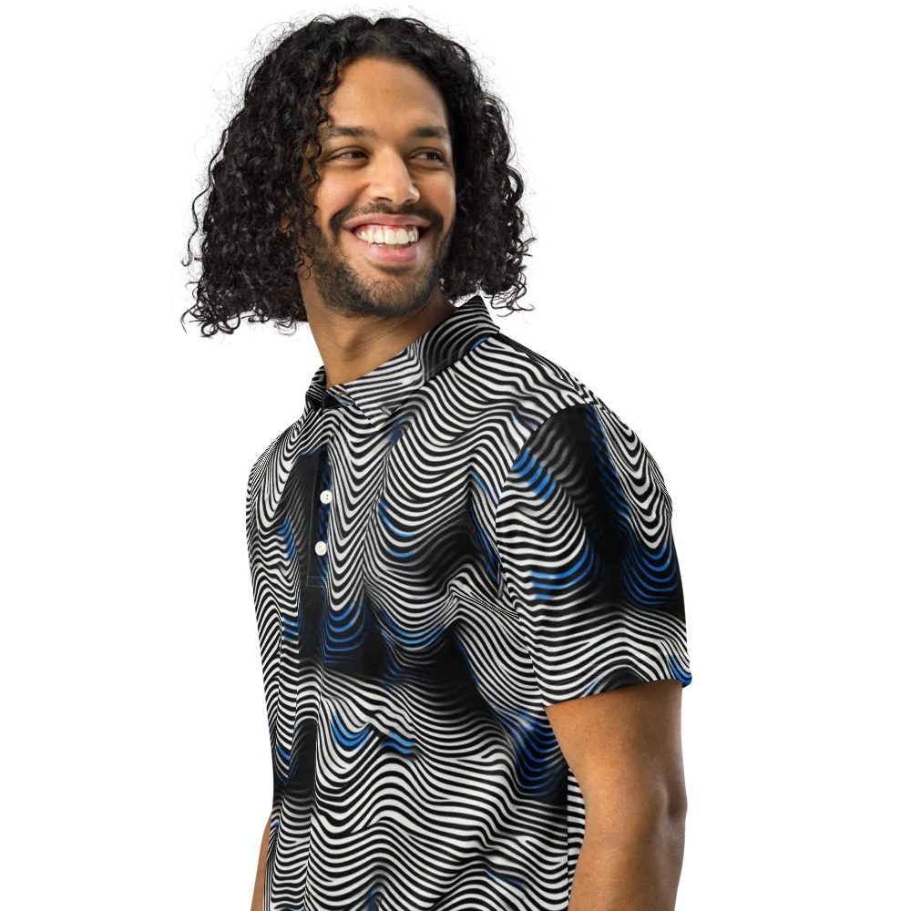 Cobalt Undulation on Men's Slim Fit Polo Shirt — Left Front