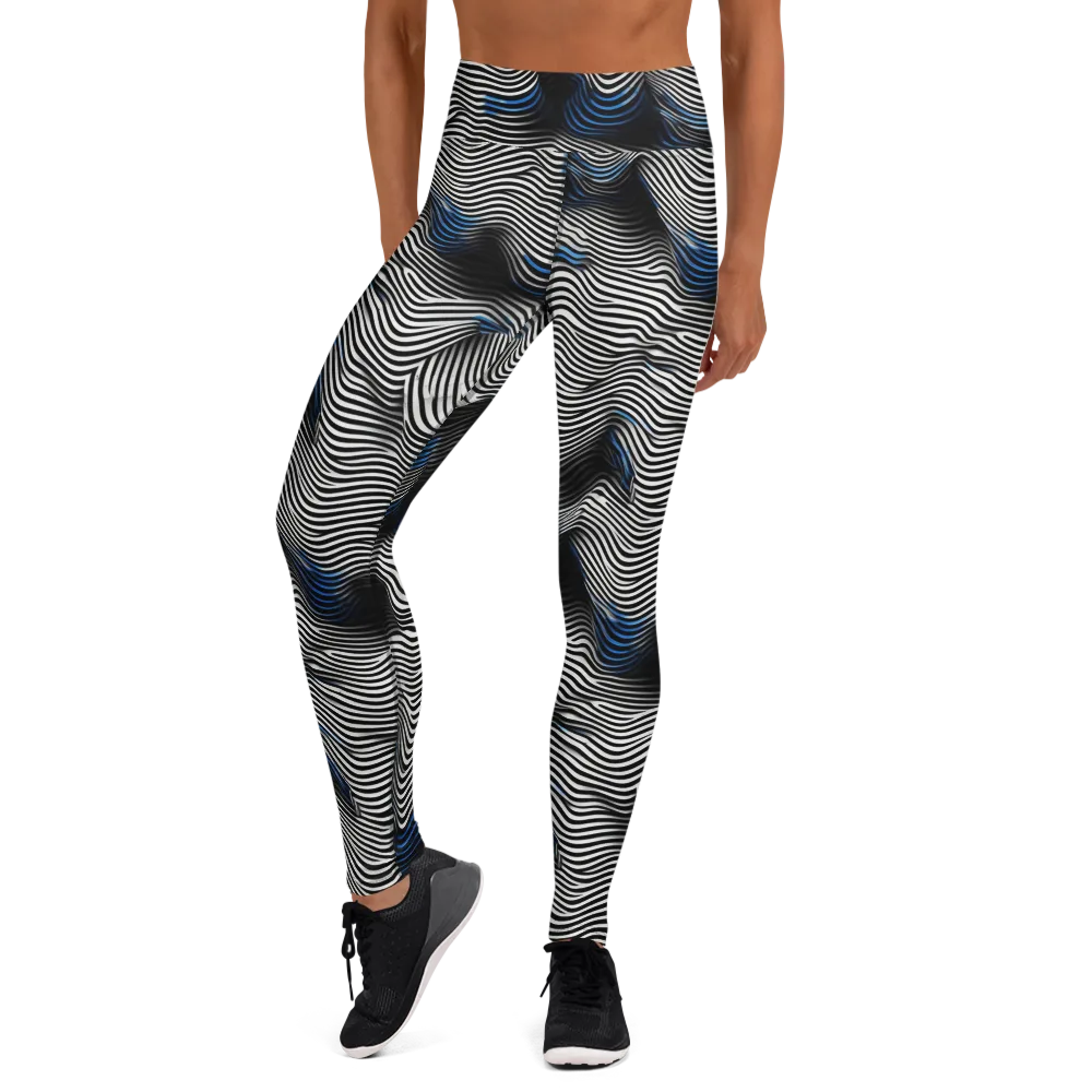 Cobalt Undulation on Yoga Leggings — Front
