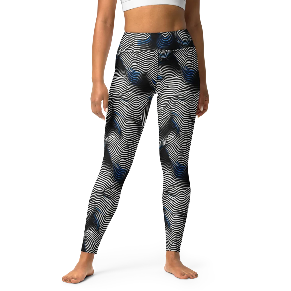 Cobalt Undulation on Yoga Leggings — Front