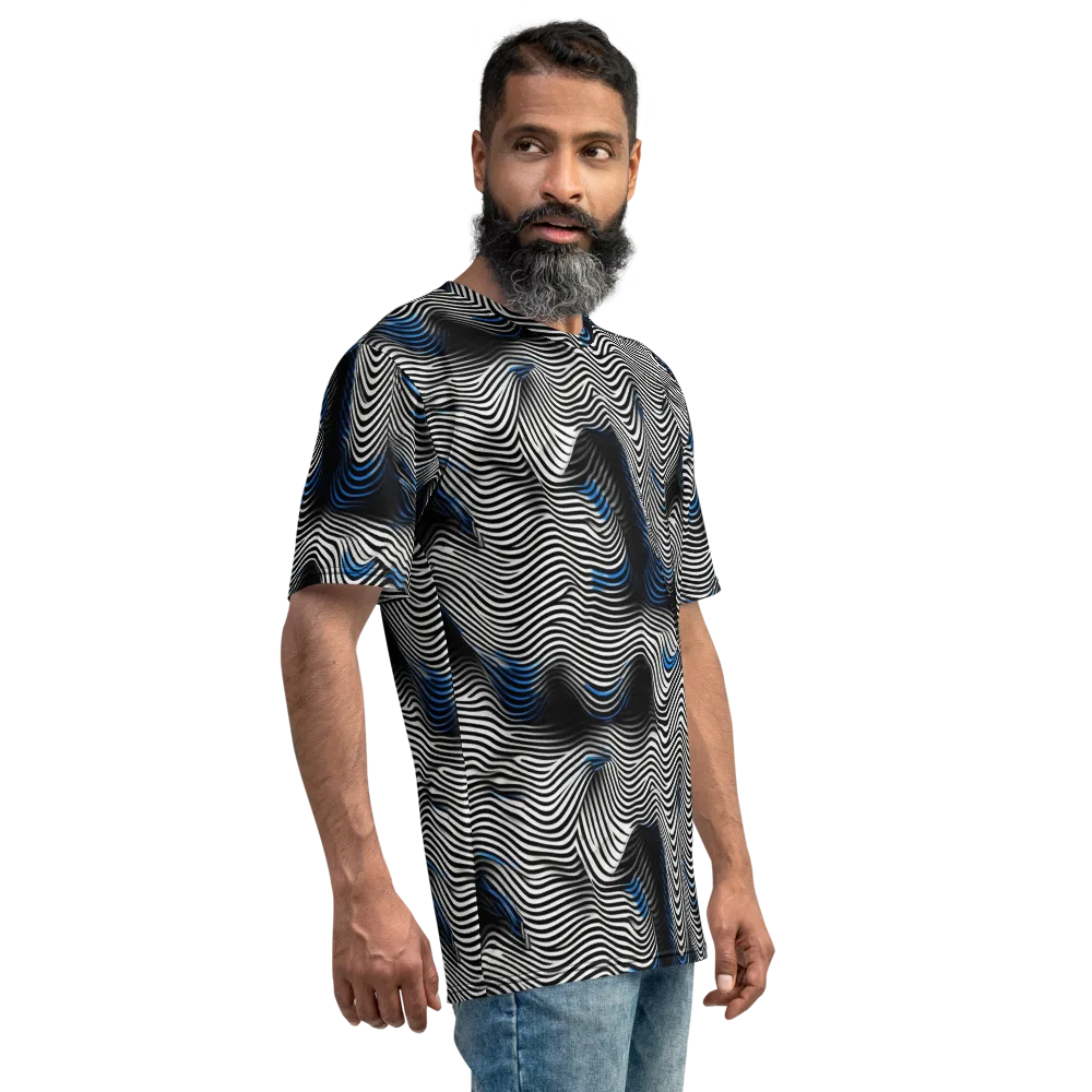 Cobalt Undulation on Men's Crew Neck T-Shirt — Right