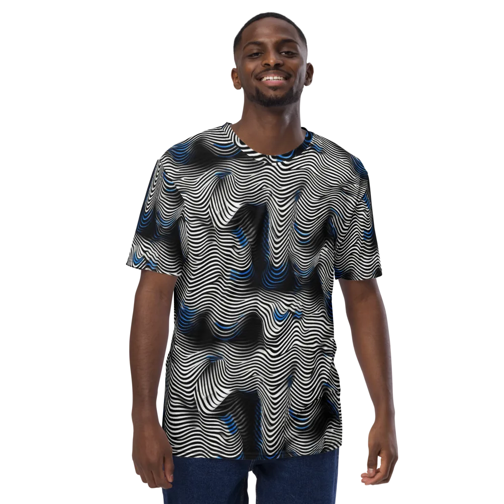 Cobalt Undulation on Men's Crew Neck T-Shirt — Front