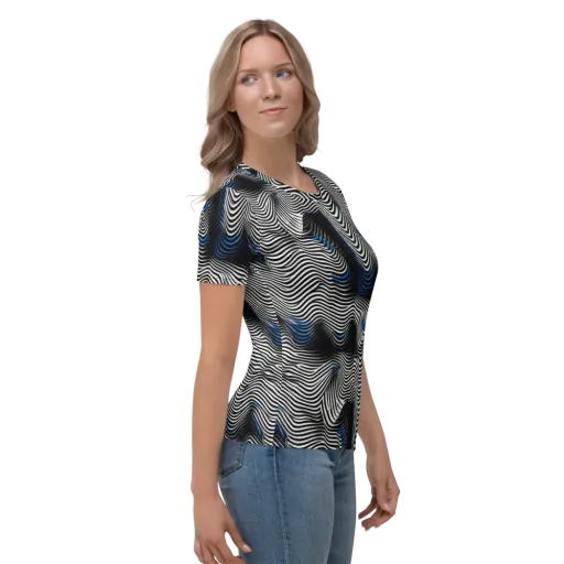 Cobalt Undulation on a Women's Crew Neck T-Shirt