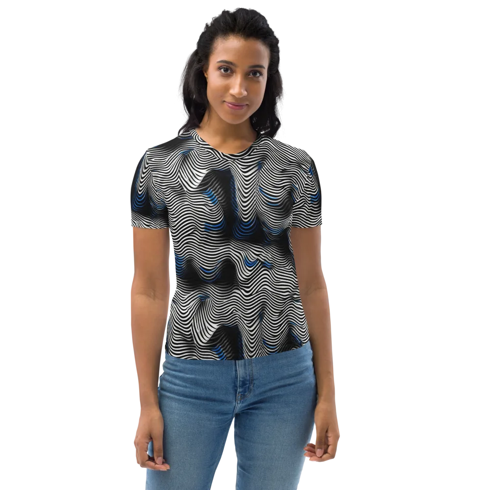 Cobalt Undulation on Women's Crew Neck T-Shirt — Front