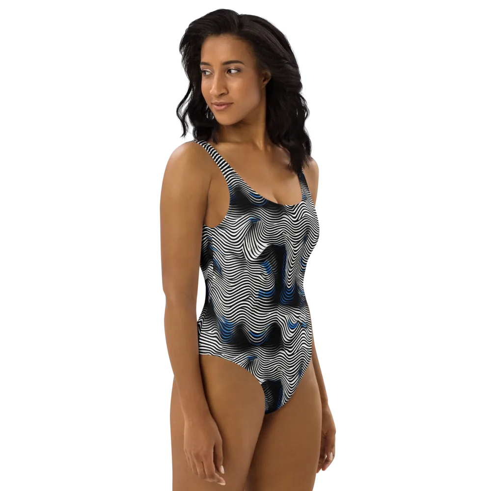 Cobalt Undulation on One-Piece Swimsuit — Right