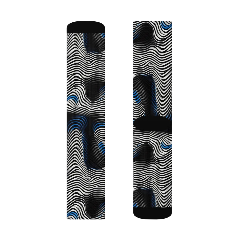 Cobalt Undulation on Socks — Left Sock