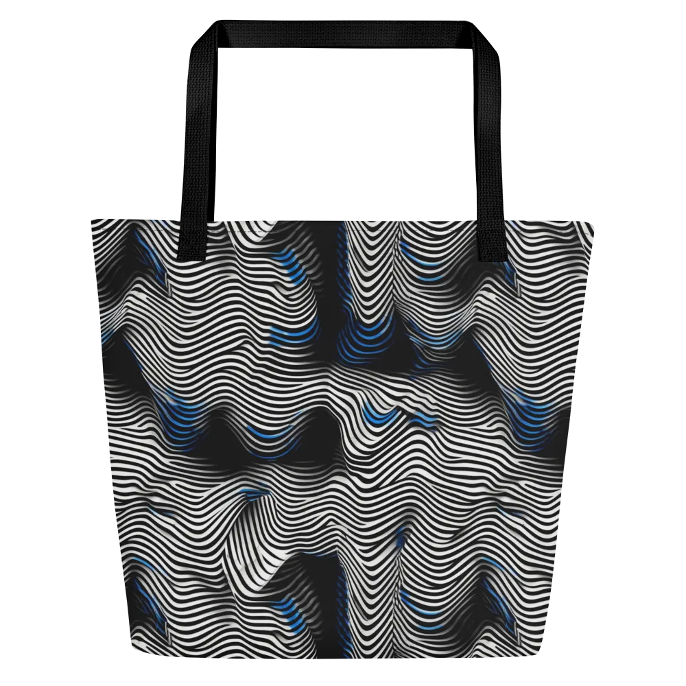 Cobalt Undulation on Large Tote Bag W/ Pocket — Front