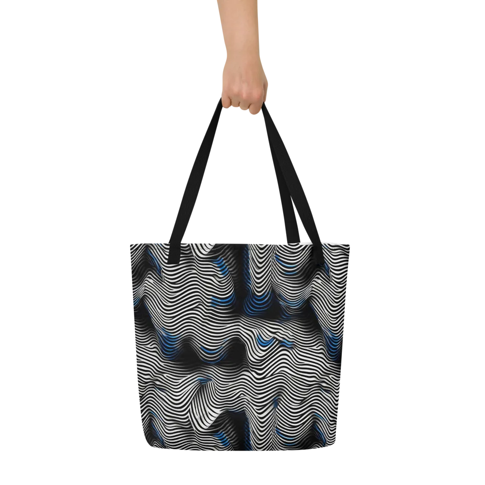Cobalt Undulation on Large Tote Bag W/ Pocket — Front