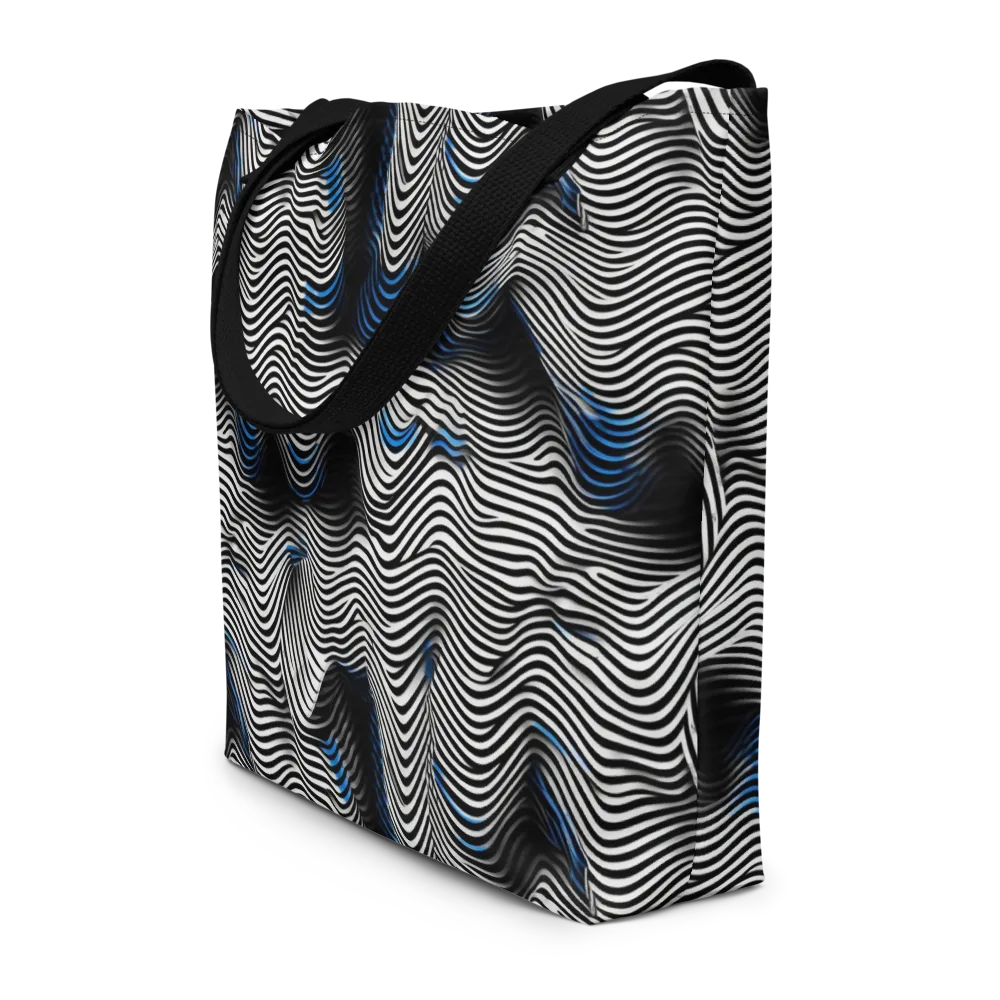 Cobalt Undulation on Large Tote Bag W/ Pocket — Front