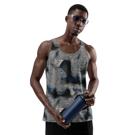 Cobalt Undulation on a Men's Tank Top