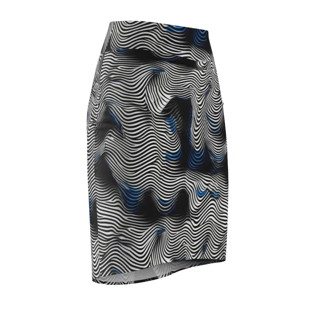 Cobalt Undulation on Pencil Skirt — Front Side