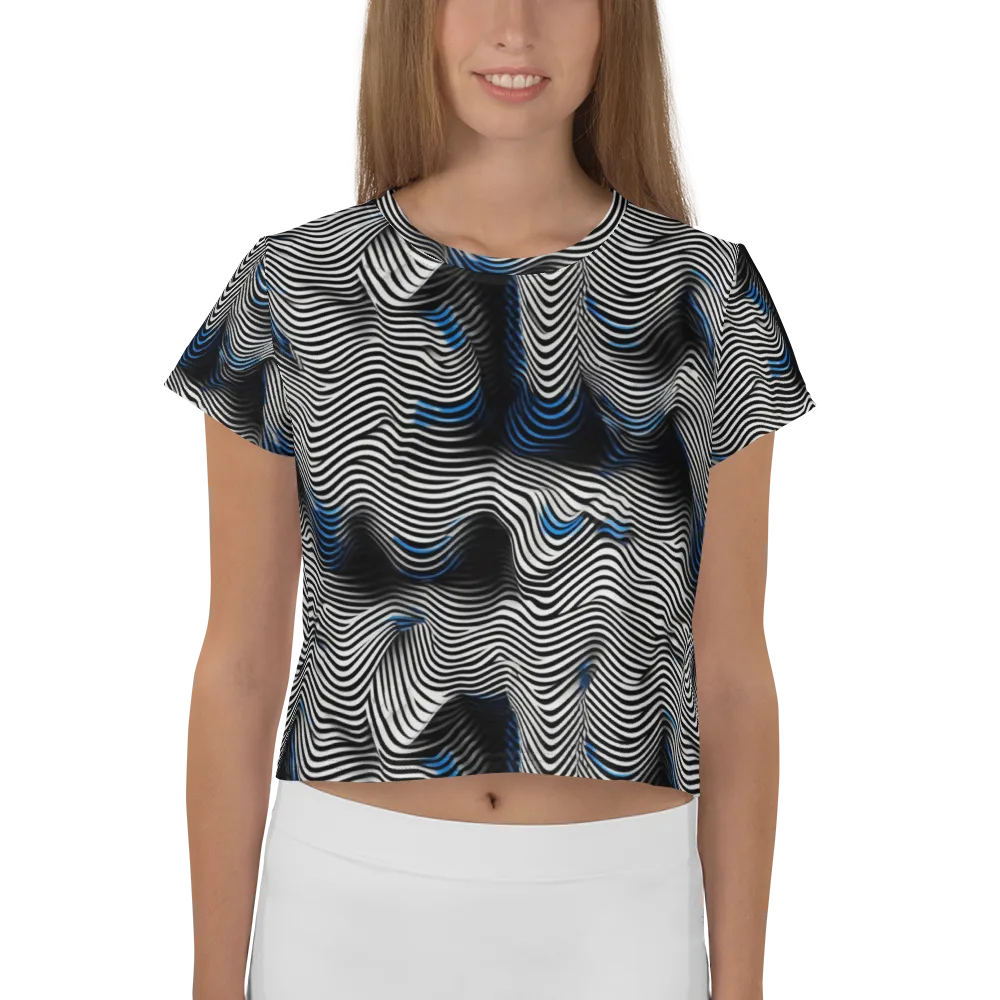 Cobalt Undulation on Crop Tee — Front