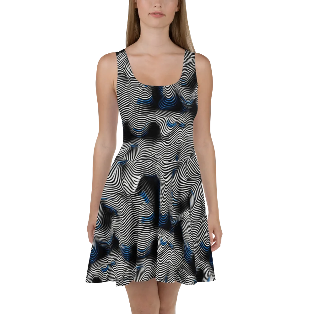 Cobalt Undulation on Skater Dress — Front