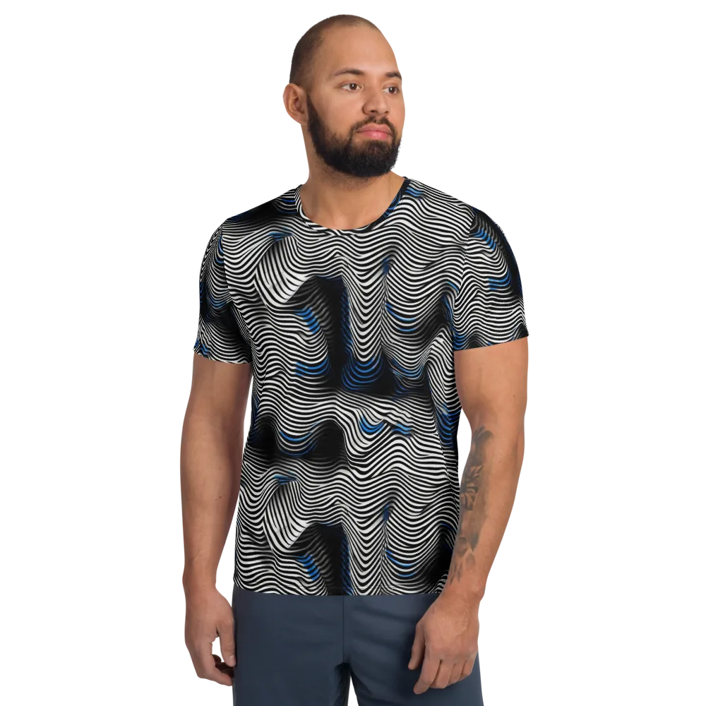 Cobalt Undulation on Men's Athletic T-Shirt — Front