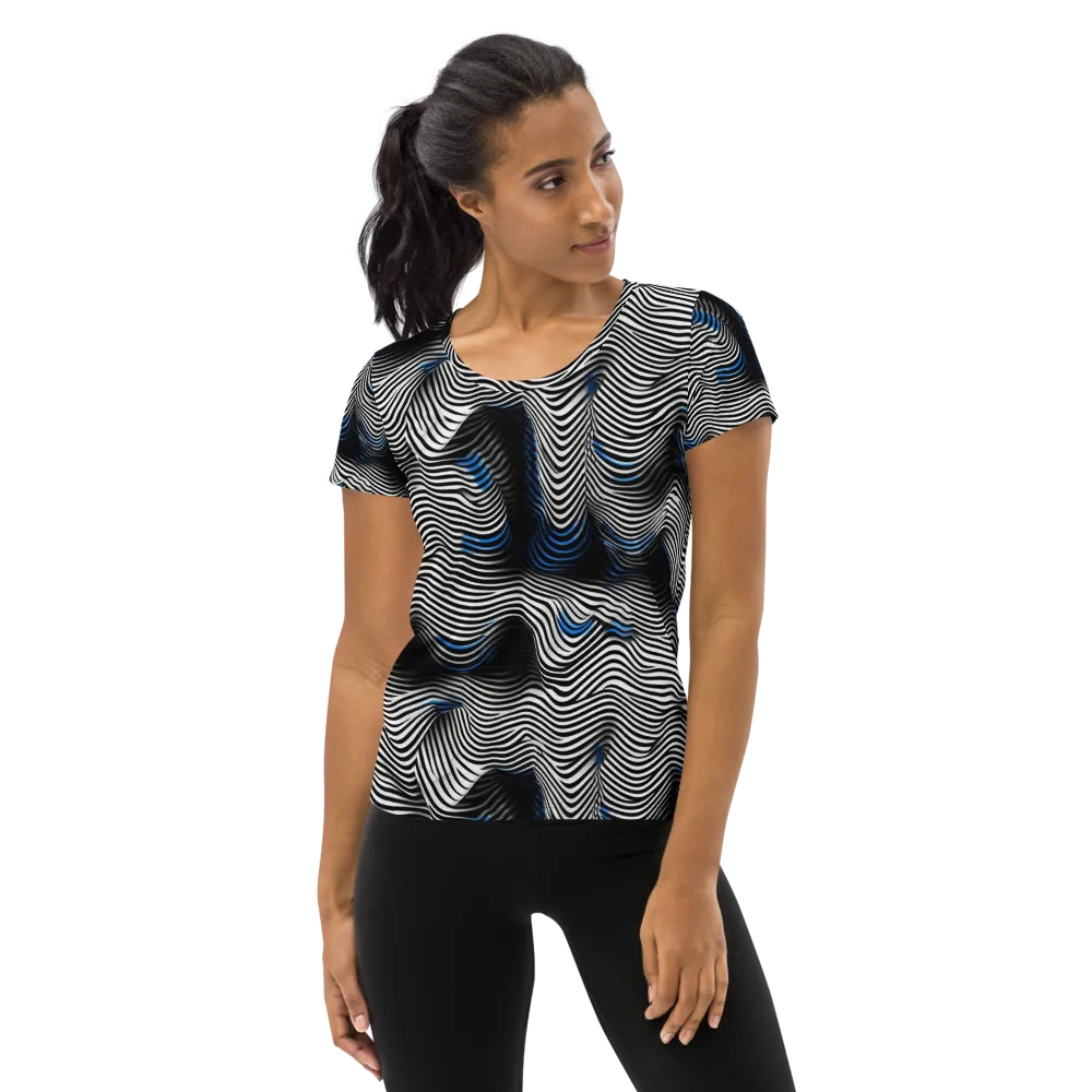 Cobalt Undulation on Women's Athletic T-Shirt — Front