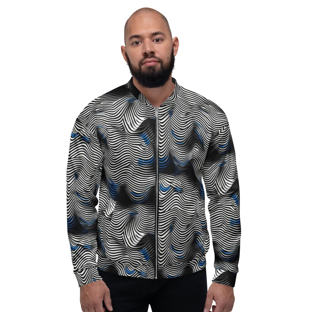 Cobalt Undulation on Bomber Jacket — Front