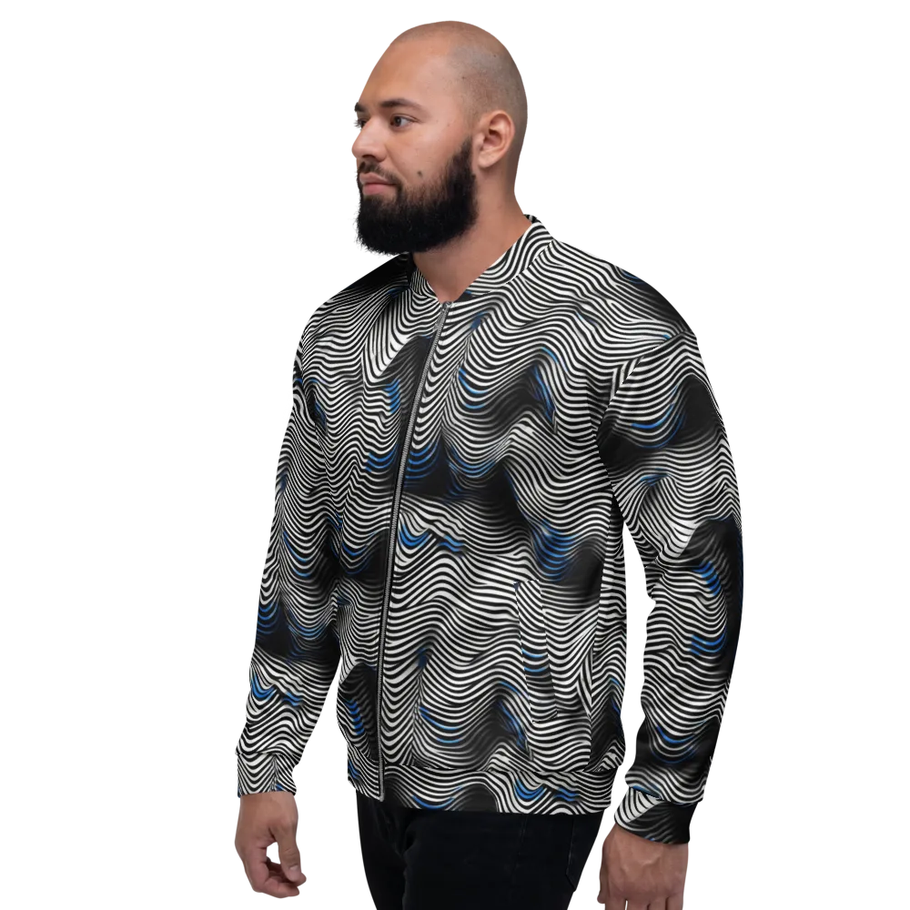 Cobalt Undulation on Bomber Jacket — Left
