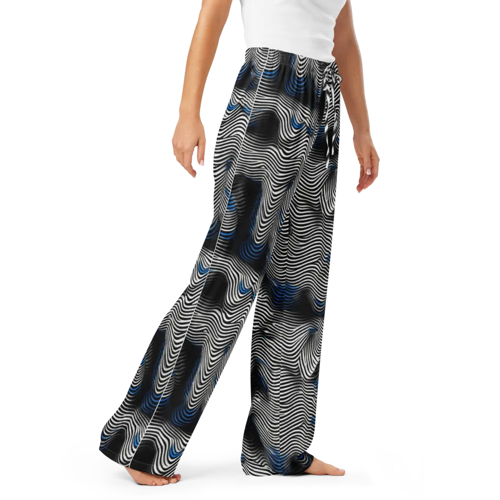 Cobalt Undulation on Women's Pajama Pants — Right Front