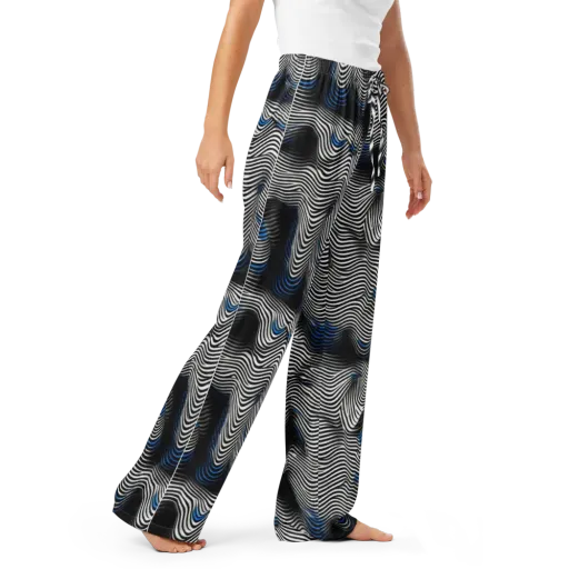 Cobalt Undulation on a Women's Pajama Pants