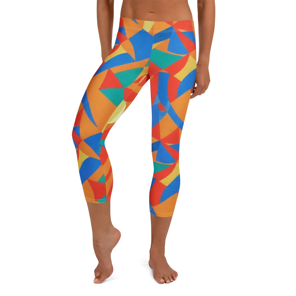 Harlequin Drift on Capri Leggings — Front