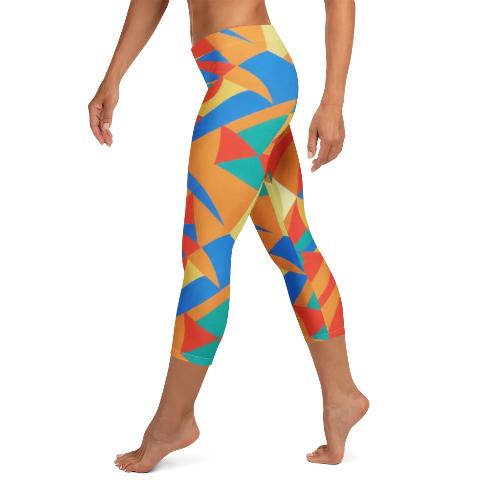 Harlequin Drift on Capri Leggings — Left