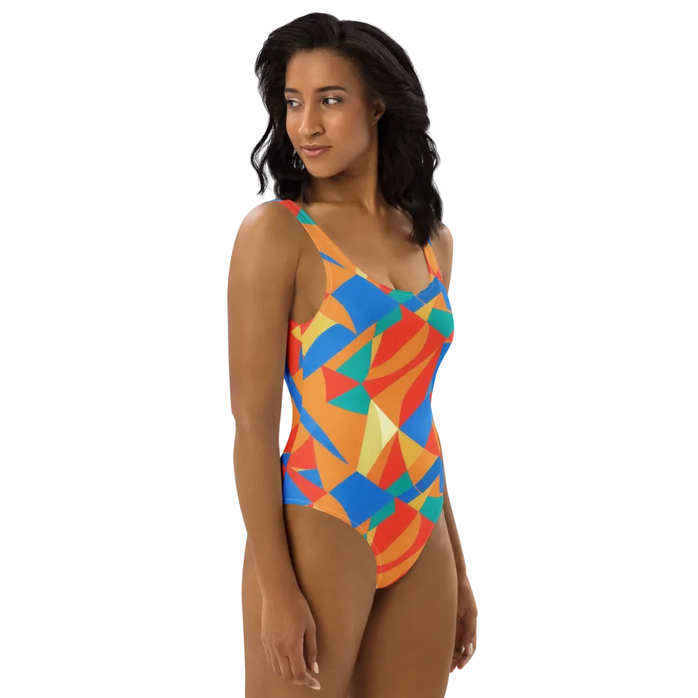 Harlequin Drift on One-Piece Swimsuit — Right