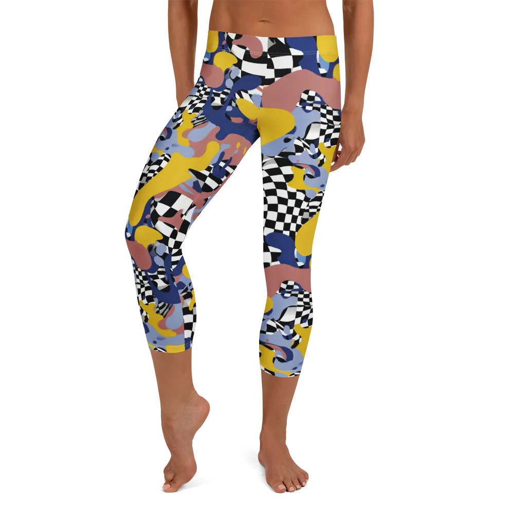 Chromatic Checkmate on Capri Leggings — Front