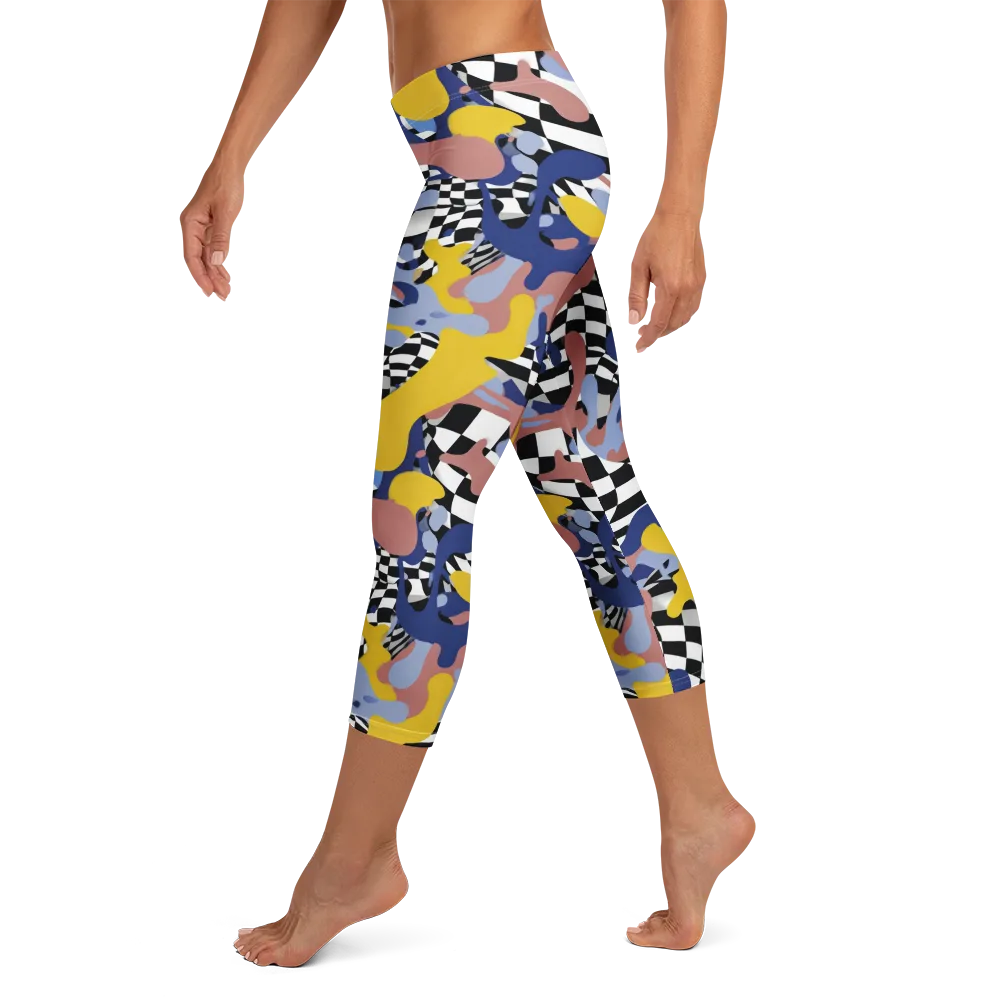Chromatic Checkmate on Capri Leggings — Left