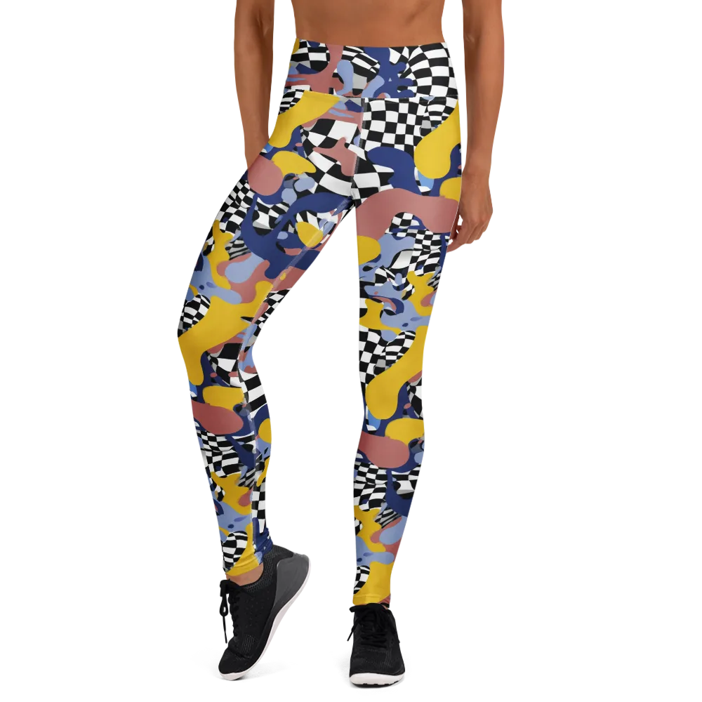 Chromatic Checkmate on Yoga Leggings — Front