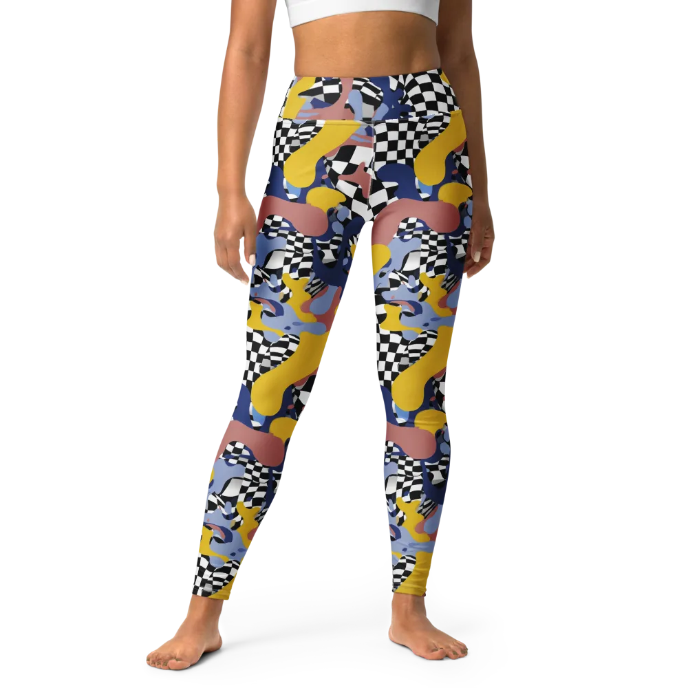 Chromatic Checkmate on Yoga Leggings — Front