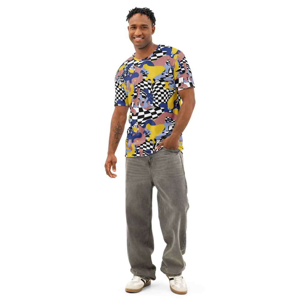 Chromatic Checkmate on Men's Cotton Crew Neck T-Shirt — Front