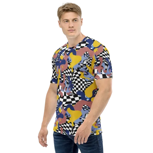 Chromatic Checkmate on a Men's Crew Neck T-Shirt