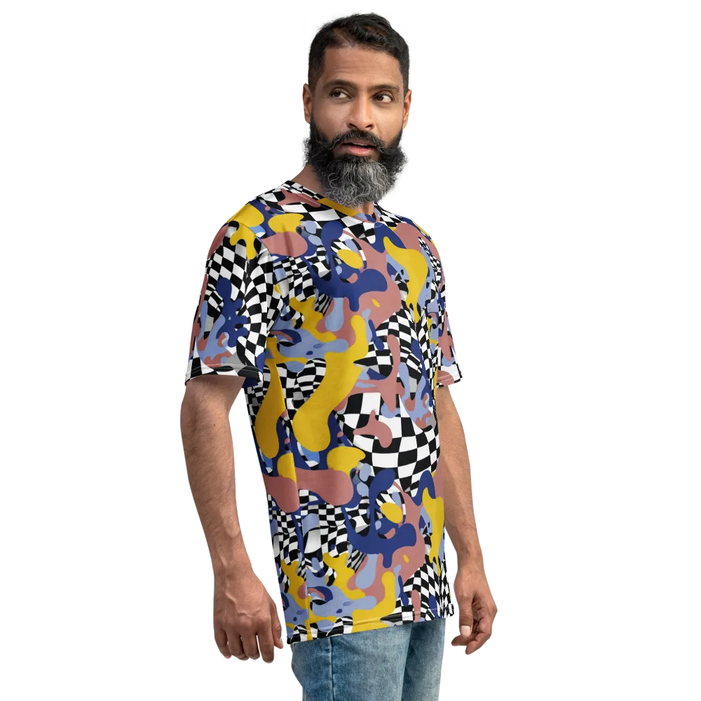 Chromatic Checkmate on Men's Crew Neck T-Shirt — Right