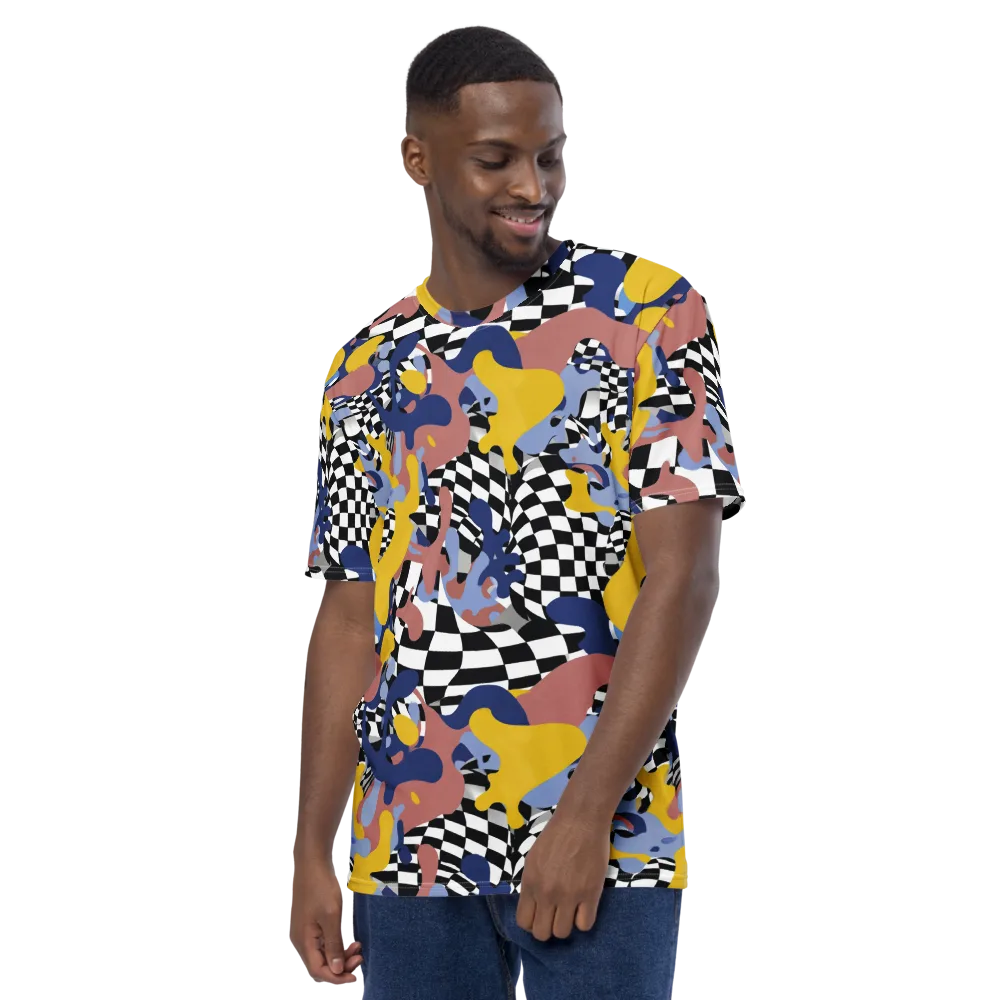 Chromatic Checkmate on Men's Crew Neck T-Shirt — Left
