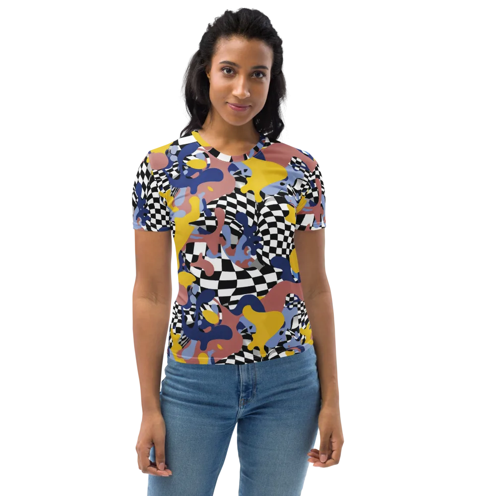 Chromatic Checkmate on Women's Crew Neck T-Shirt — Front
