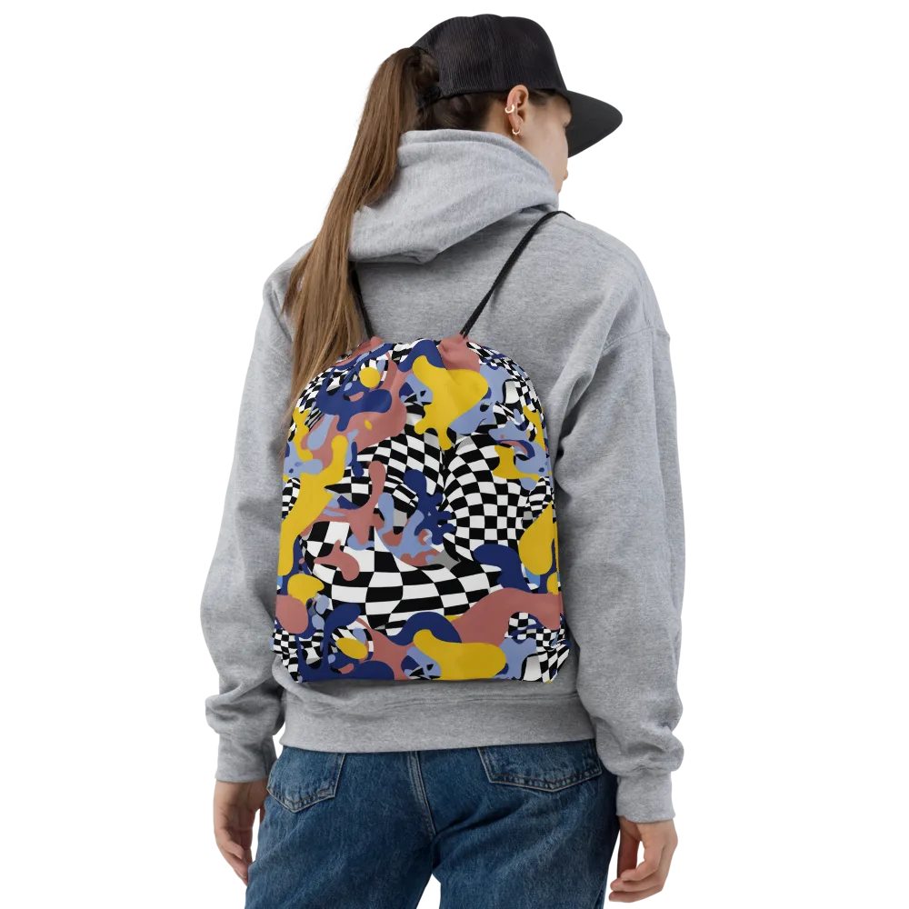 Chromatic Checkmate on Drawstring Bag — Front