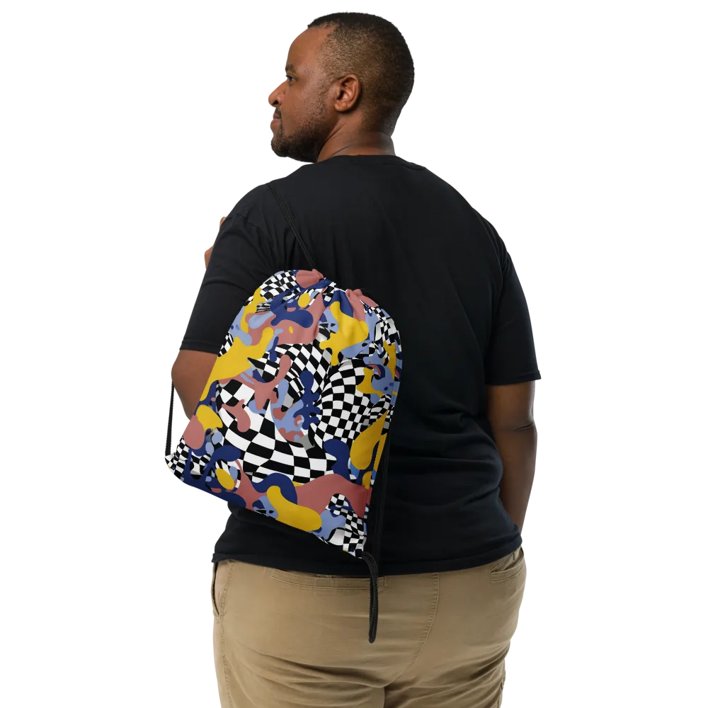 Chromatic Checkmate on Drawstring Bag — Front