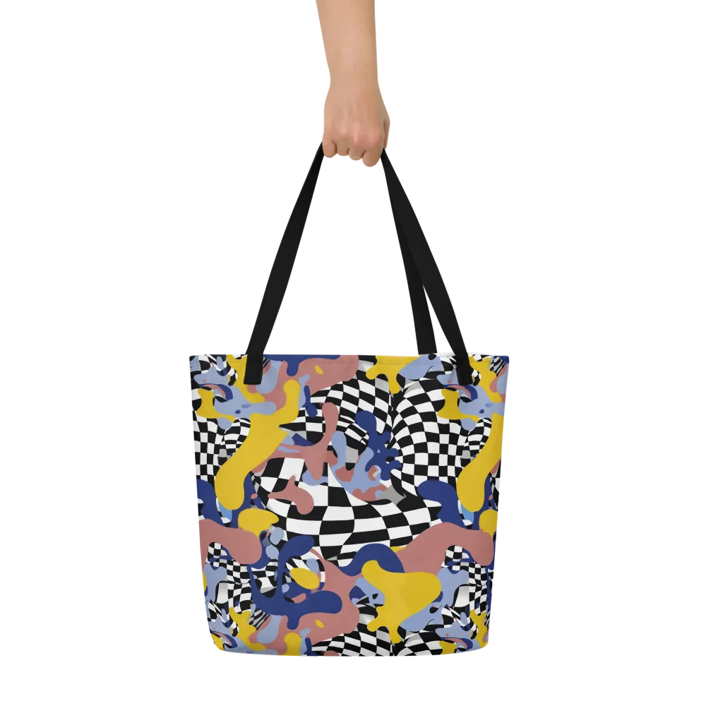 Chromatic Checkmate on Large Tote Bag W/ Pocket — Front