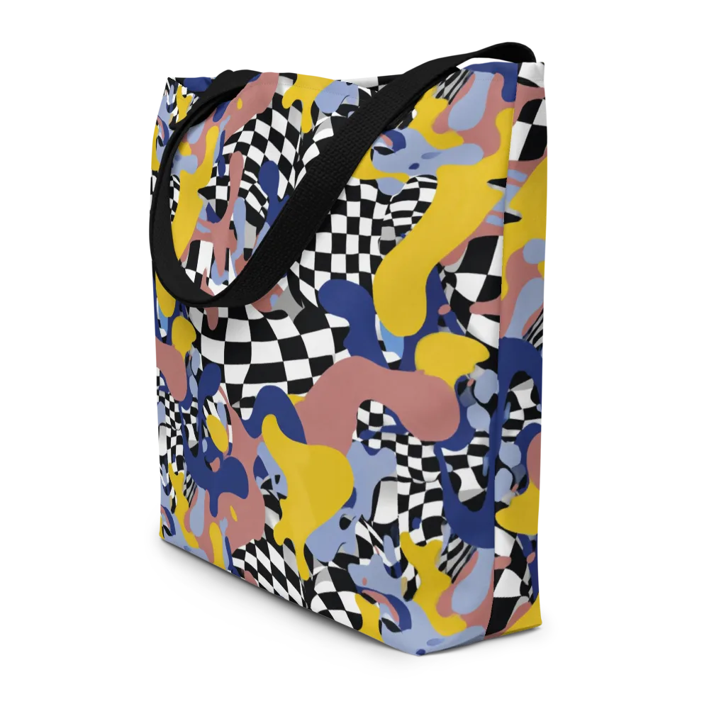Chromatic Checkmate on Large Tote Bag W/ Pocket — Front