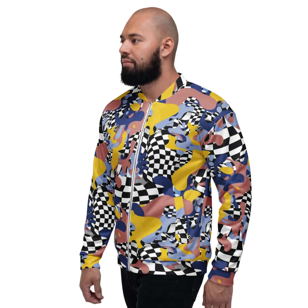 Chromatic Checkmate on Bomber Jacket — Left