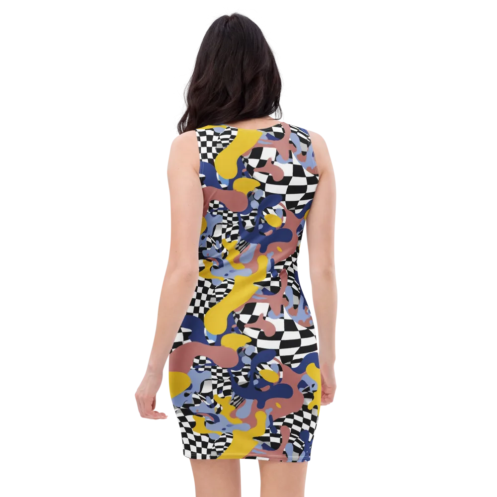 Chromatic Checkmate on Bodycon Dress — Back