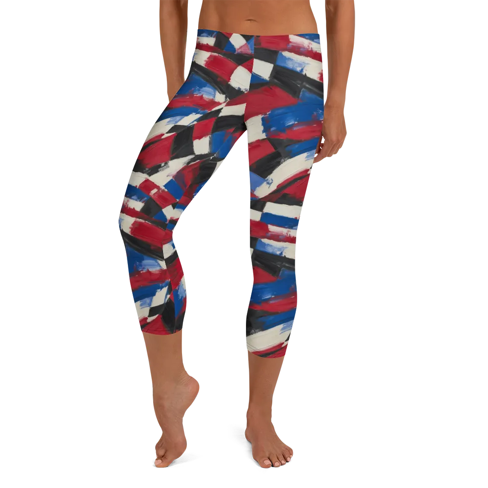 Patriot Brushwork on Capri Leggings — Front