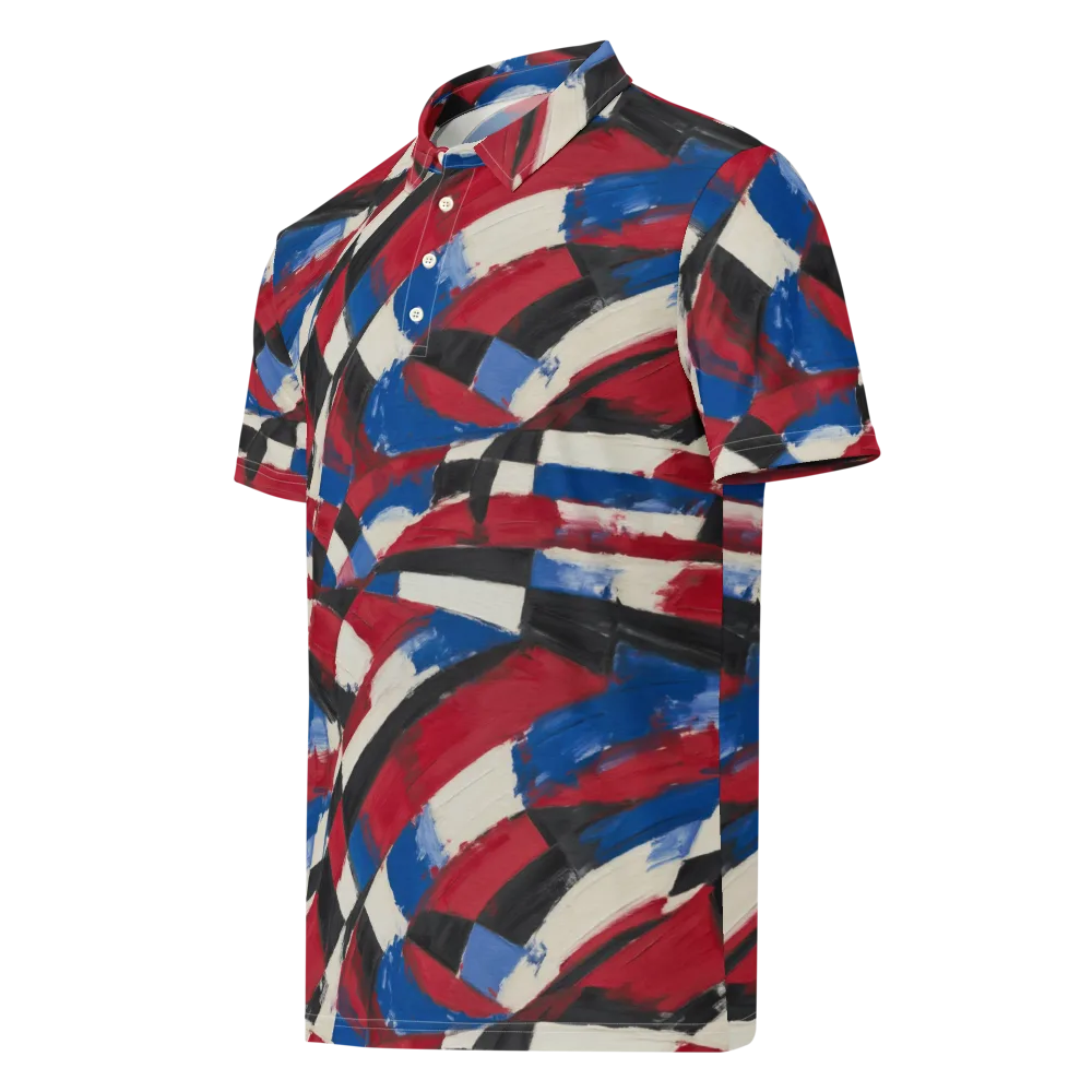 Patriot Brushwork on Men's Slim Fit Polo Shirt — Left Front