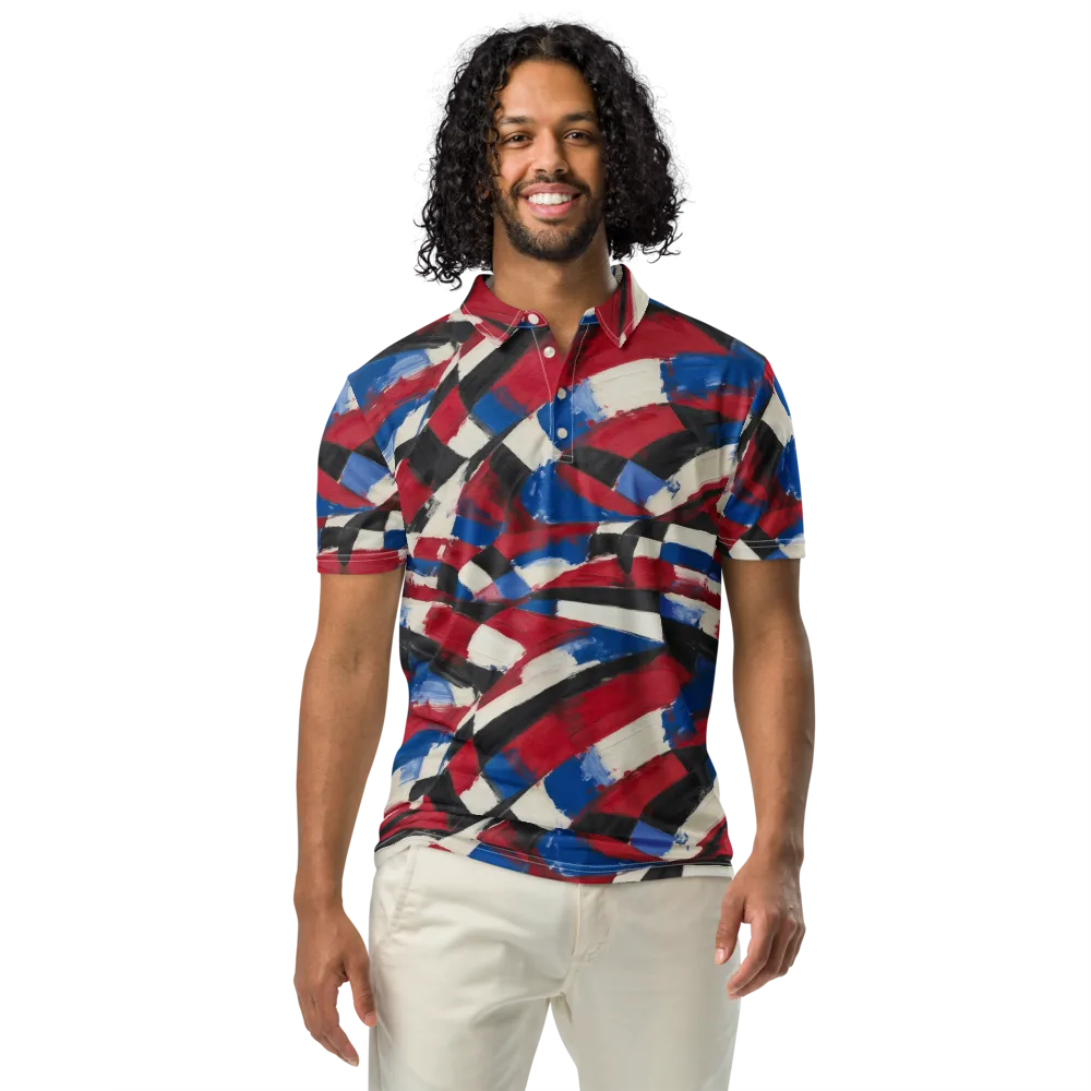 Patriot Brushwork on Men's Slim Fit Polo Shirt — Front