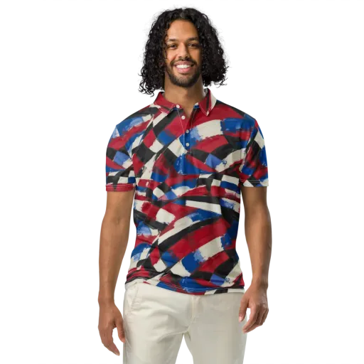 Patriot Brushwork on a Men's Slim Fit Polo Shirt