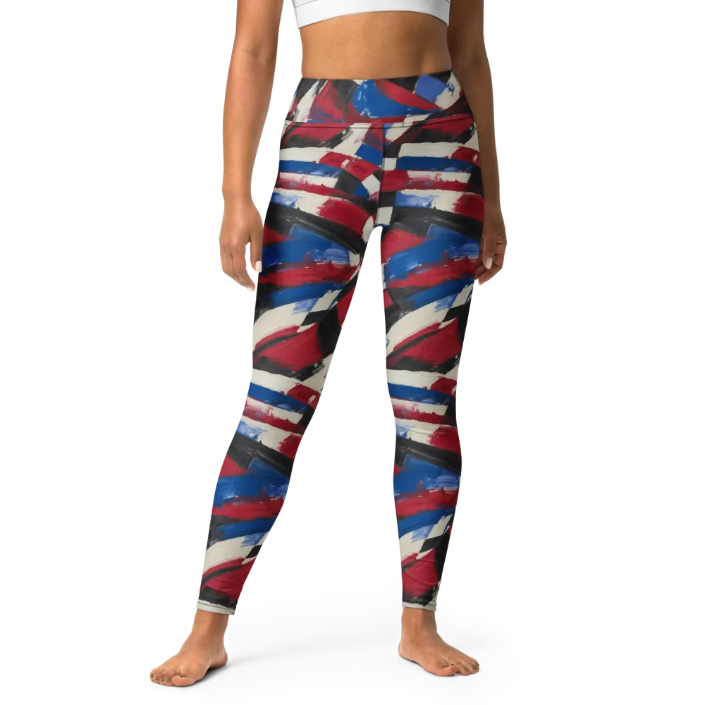 Patriot Brushwork on Yoga Leggings — Front