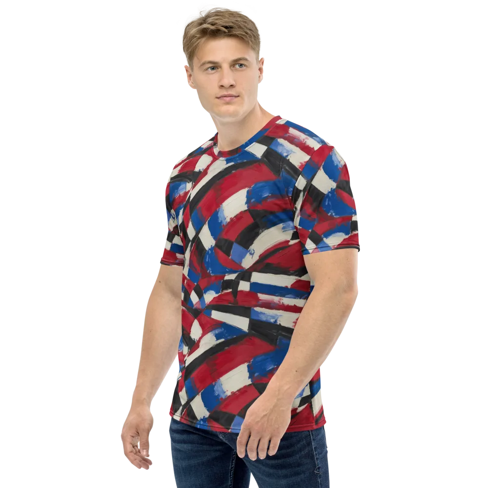 Patriot Brushwork on Men's Crew Neck T-Shirt — Left
